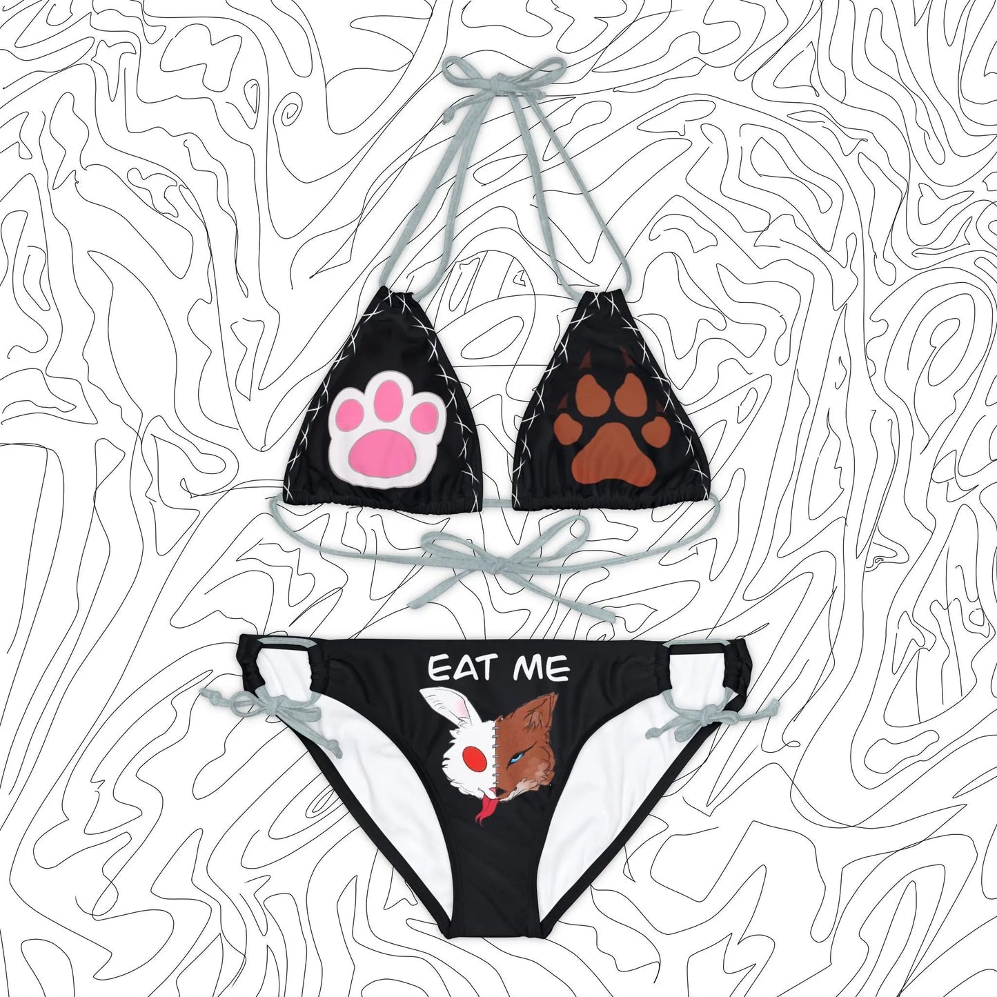 “Eat Me” Bikini Set (Black) - ÜNDR 🐰|🦊