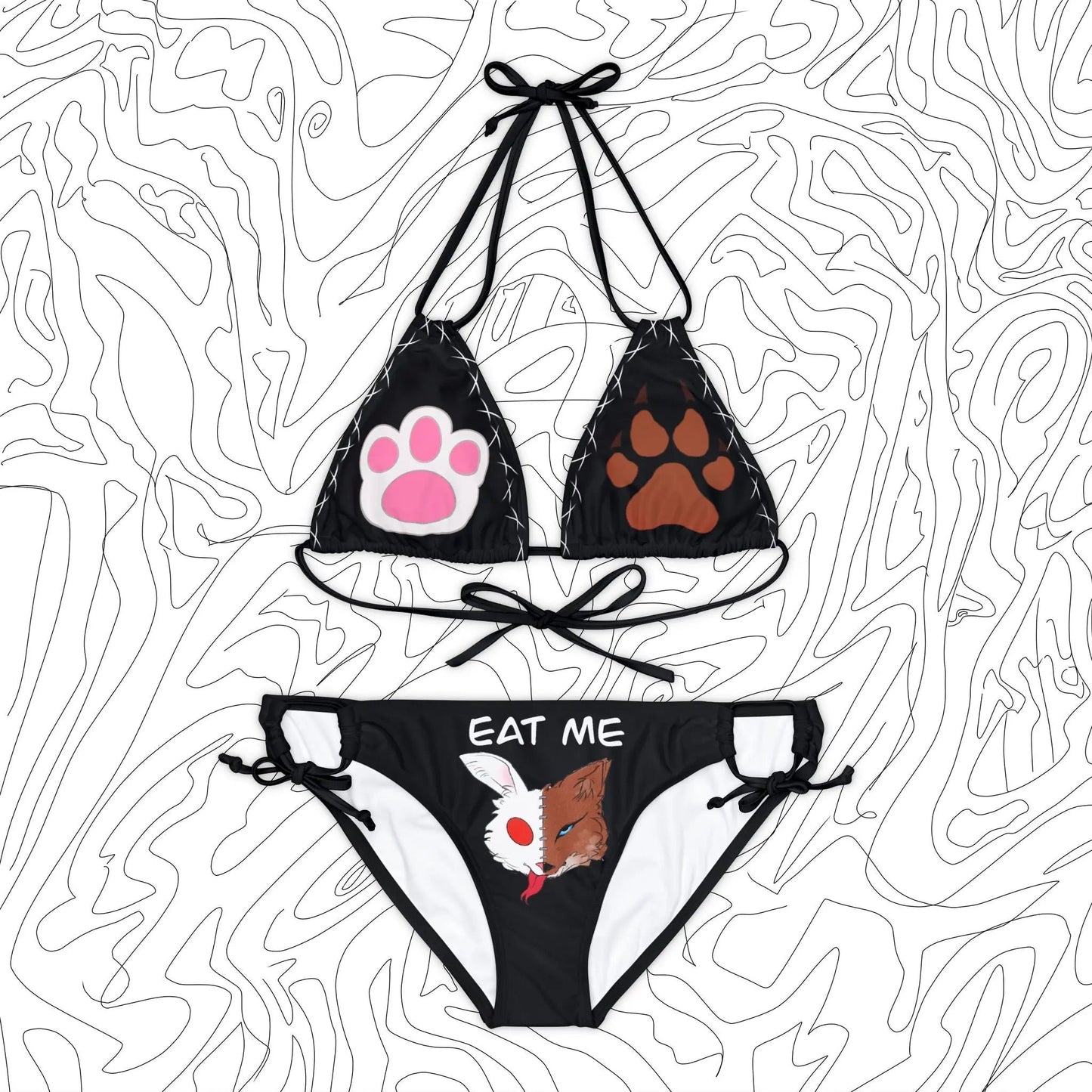 “Eat Me” Bikini Set (Black) - ÜNDR 🐰|🦊